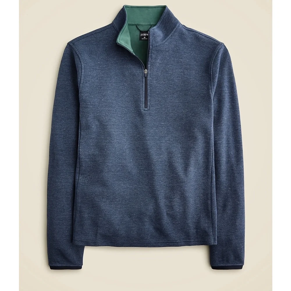 J. Crew blue Performance Quarter zip Oarsman pullover long sleeve shirt Small